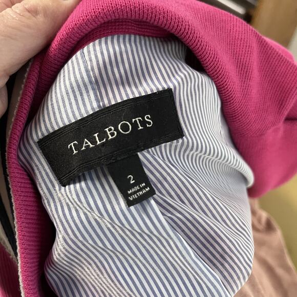 Talbots Blazer Jacket Women's Size 2 Hot Pink Woven Knit Stretch Pockets Career - Picture 7 of 7